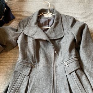 Grey gray zip up pea coat.